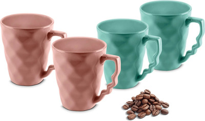 Urban Chef PRISM Ceramic Handcrafted Shine Matte- Microwave Safe Coffee / Milk with Handle Ideal Best For Self Use Or Gift for Friends, Anniversary, Birthday Ceramic Coffee Mug(225 ml, Pack of 4)