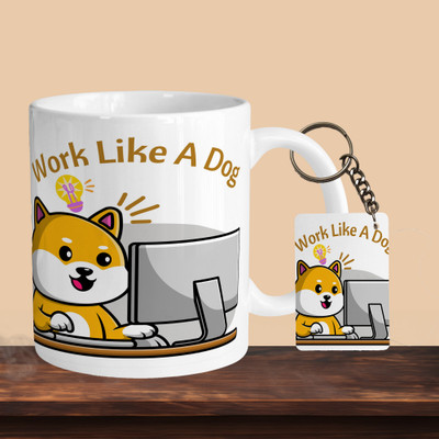 VM MALL 101_Work Like A Dog 01 R-R Ceramic Coffee Mug(330 ml)
