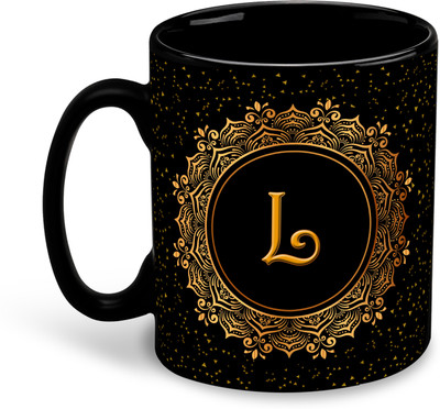whats your kick L Name Alphabet Printed Black Patch Coffee Cup & - D12 Ceramic Coffee Mug(325 ml)