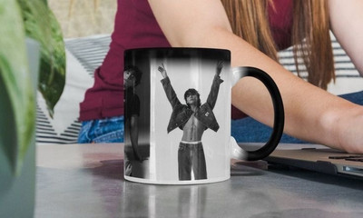 craft maniacs JUNGKOOK CALVIN COLLAGE 330 ML BLACK COLOR CHANGING MAGIC MUG FOR BTS ARMY Porcelain Coffee Mug(350 ml)