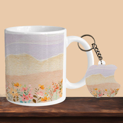 VM SHOPPING MALL Bloom Where You R-A Ceramic Coffee Mug(330 ml, Pack of 2)