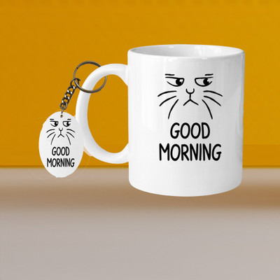 VMSHOPPINGMART 101_VM Meow Cat L-A Ceramic Coffee Mug(315 ml, Pack of 2)