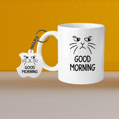 Printhorizon 101_VM Meow Cat L-S Ceramic Coffee Mug(335 ml, Pack of 2)