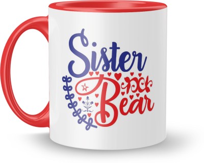 MUGKIN Special Best Sister Ever Printed Inner&Handle Coloured (Red17) Ceramic Coffee Mug(350 ml)