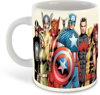 FLEXERSTYLE NEW2025-CSK Avengers All Characters Printed White Coffee-D-2 Ceramic Coffee Mug(325 ml)