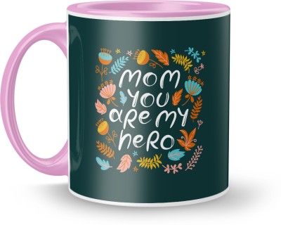 MUGKIN Happy Mothers day Printed Inner & Handle Pink Coloured Ceramic 350ML(momP59) Ceramic Coffee Mug(350 ml)