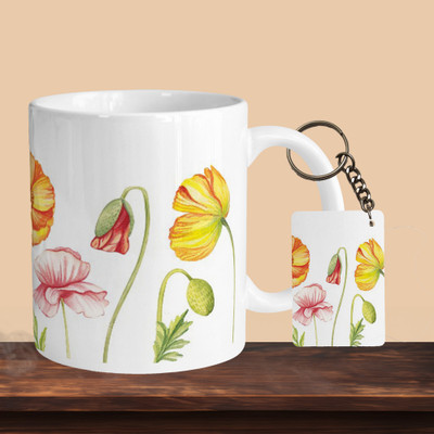 VM MALL 101_Crayon Flower R-R Ceramic Coffee Mug(330 ml)