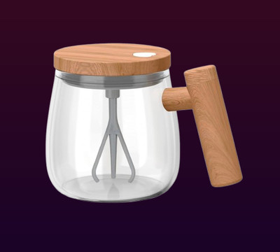 Ultavis Easy Stir Mocha Cup – Auto Mix Cup Glass Coffee Mug(400 ml)