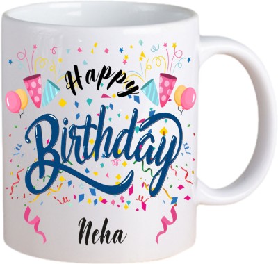 Aashray Gifts Happy Birthday Neha Printed Ceramic Coffee Mug(350 ml)