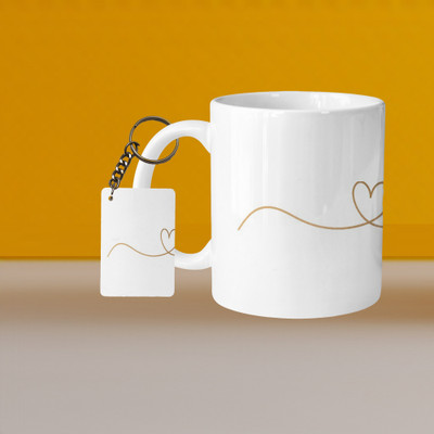 VM SHOPPING MALL VM Love Well Is The Task L-R Ceramic Coffee Mug(330 ml, Pack of 2)