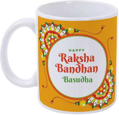 THEELEVEN Basudha Pack of 1 350ml Happy RakshaBandhan_mug_134 Ceramic Coffee Mug(350 ml)