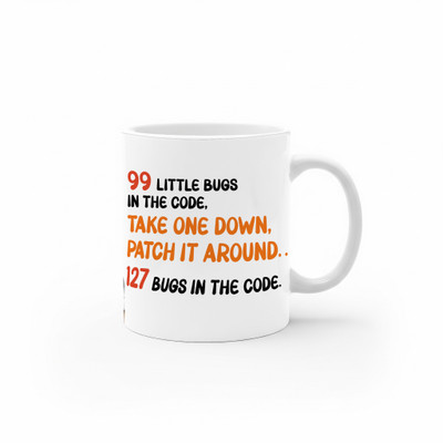 IllustraDesign Studio 99 Bugs in the Code Funny Developer | Programmer Joke Ceramic Coffee Ceramic Coffee Mug(320 ml)