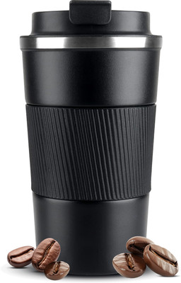 Lyrovo Insulated Travel Coffee Spill Proof Leak Proof (Black) Stainless Steel Coffee Mug(380 ml)