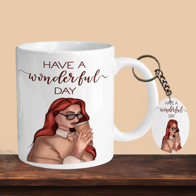 VM MALL 101_Have A Wonderful Day R-O Ceramic Coffee Mug(330 ml)