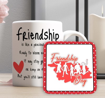 ECFAK Happy Friendship Day Printed White Ceramic Coffee Mug(325 ml, Pack of 2)