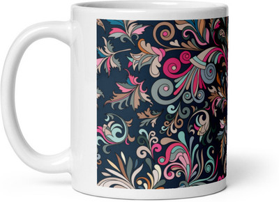 Cheeksy Colorfull Flowers Pattern Ceramic Coffee Mug(350 ml)