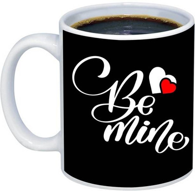 Manorath Be Mine with Love – Black Ceramic Coffee, Perfect Gift for Loved Ones Ceramic Coffee Mug(345 ml)
