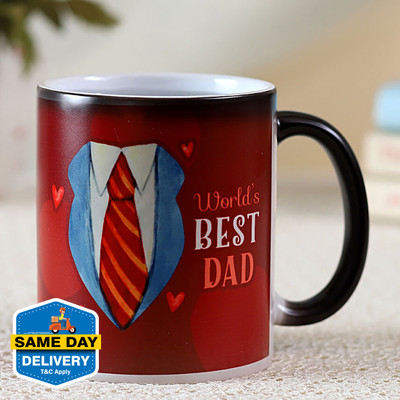 FNP Best Dad Printed Magic Ceramic Coffee Mug(325 ml)