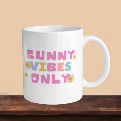Hunter Studio 101_Sunny Vibes Only R Ceramic Coffee Mug(330 ml, Pack of 2)