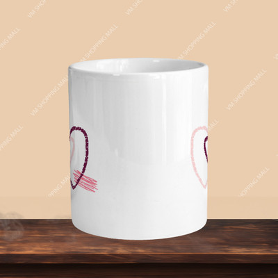 Printhorizon 101_Hearts 02 R-O Ceramic Coffee Mug(330 ml, Pack of 2)