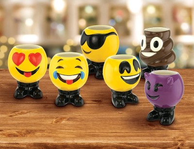 EMERGE Ceramic EMOJI Shot Glasses Set Of 6 Ceramic Beer Mug(80 ml)