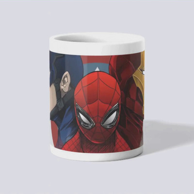 makekart Avengers 'Civil War' Captain America Iron Man Spider-Man Ceramic Coffee Mug(325 ml)