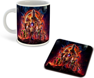 FLEXERSTYLE NEW2025-CSK Avengers All Characters Printed White Coffee With Coaster-D-3 Ceramic Coffee Mug(325 ml)