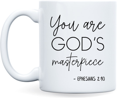 ar creative You Are God's Masterpiece - Inspirational Bible Verse Printed Ceramic Coffee Mug(350 ml)