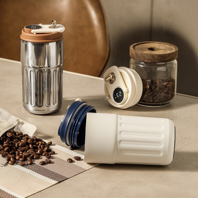 Harvic Insulated Coffee Travel with Touch Screen Digital Temperature Display Flask Stainless Steel Coffee Mug(460 ml)