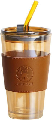 TheGifts Squre The Gift Square Reusable Sipper Bottle with Leather Sleeve Glass Coffee. Glass Coffee Mug(300 ml)