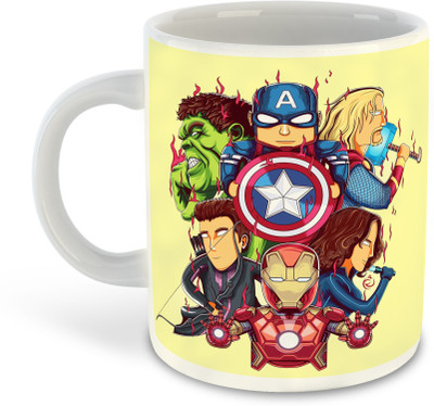 FLEXERSTYLE NEW2025-WYK- Avengers All Characters Printed White Coffee-D-6 Ceramic Coffee Mug(325 ml)