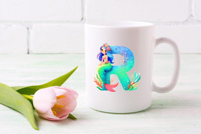 Aastha Imagine Media Premium Font R With Beautiful Mermaid Printed 11oz Ceramic Coffee Mug(350 ml)