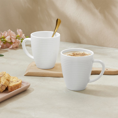 Larah by Borosil Orbit Tea/Coffee Bone-Ash Free, Crockery Set Ideal for Daily Use & Gifting Opalware Coffee Mug(400 ml, Pack of 2)