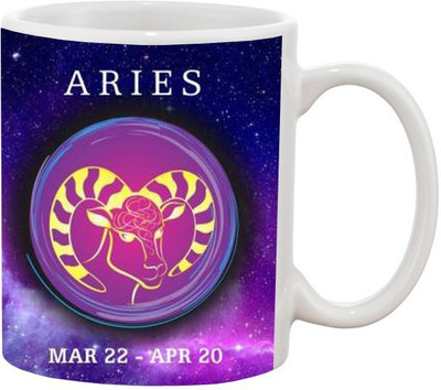 ARTBUG Ceramic Aries Zodiac Sign - 606 Ceramic Coffee Mug(350 ml)