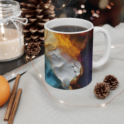 Vihaan Fashions Abstract Marble Art Coffee, 1391-White Ceramic Coffee Mug(330 ml)