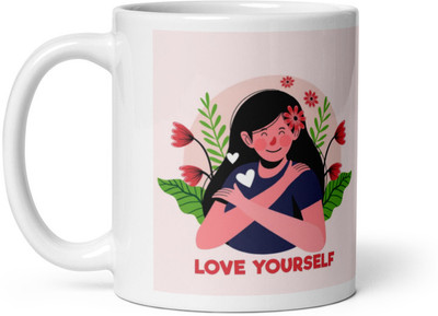 Mr UVD Love Yourself Pattern Gift Item Ceramic Coffee Mug(350 ml)