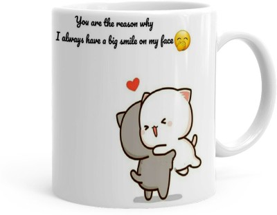 Kesri Gifts You Are The Reason Of My Smile Quote Printed Gift Set(P24-138) Ceramic Coffee Mug(325 ml)