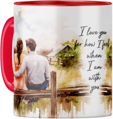 YuBingo Eternal Love Guft - Red Inner & Handle, Everlasting Bond Ceramic Coffee Mug(310 ml)