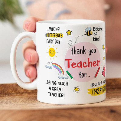 Visibee Thank You Teacher, Best Teacher Gift, Gift for Mentor Ceramic Coffee Mug(325 ml)