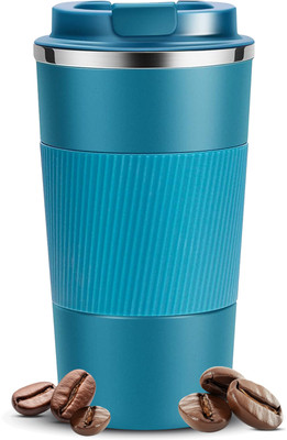 Lyrovo Insulated Travel Coffee Spill Proof Leak Proof (Blue) Stainless Steel Coffee Mug(380 ml)