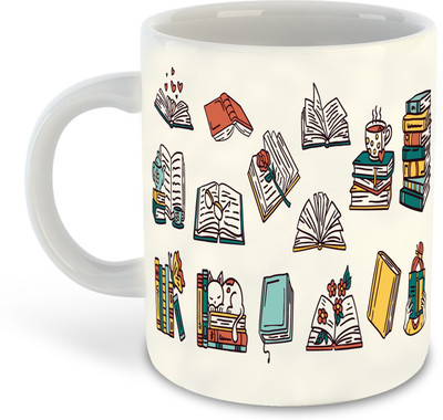 FLEXERSTYLE NEW2025-I Love Reading Book Reading Printed White Coffee - D31 Ceramic Coffee Mug(325 ml)