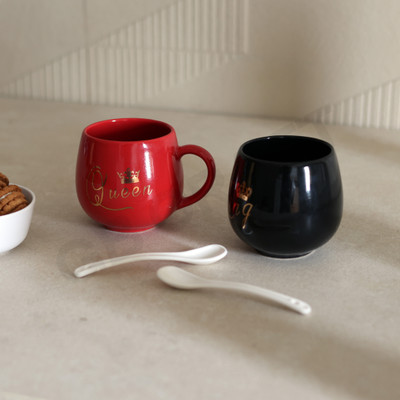 GB CRAFT King & Queen ceramic mug set/Couples gift/coffee mug/tea mug Ceramic Coffee Mug(400 ml, Pack of 2)