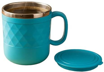 Tylos Plastic Stainless Steel Coffee with Lid 400ml | Double Wall Tea & Milk Stainless Steel Coffee Mug(400 ml)