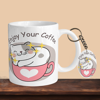 VM MALL 101_Enjoy Your Coffee R-O Ceramic Coffee Mug(330 ml)