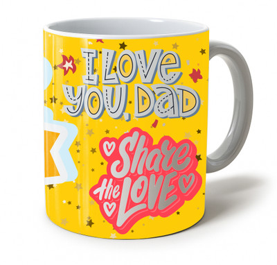 Vihaan Fashions Share the Love Affirmation Printed Ceramic Coffee Mug(350 ml)