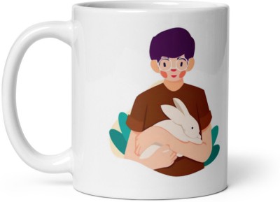 Mr UVD Boy With Rabbit Ceramic Coffee Mug(350 ml)