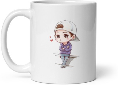 Dr Farfar Cute Cartoon Boy Chilling 839 Gift Item for Friends Kids Boys Ceramic Coffee Mug(350 ml)