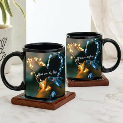 JASHVIRA You Are My Life 2 Set Ceramic Coffee Mug(350 ml)