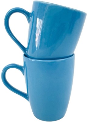 DVDecor Ceramic Coffee mugs set of 2 (350 ml ) | Glossy Blue Colour| Ceramic Coffee Ceramic Coffee Mug(350 ml, Pack of 2)