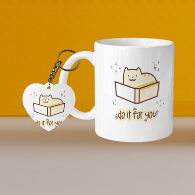 Hunter Studio 101_Perfect for Coffee and Tea - With Keychain VM Do It For You L H Ceramic Coffee Mug(330 ml, Pack of 2)